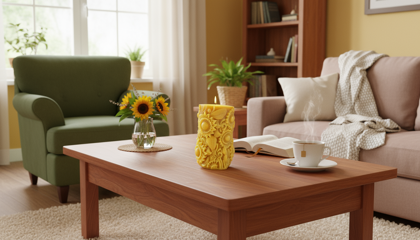 Kerze Sonnenblumen Motiv