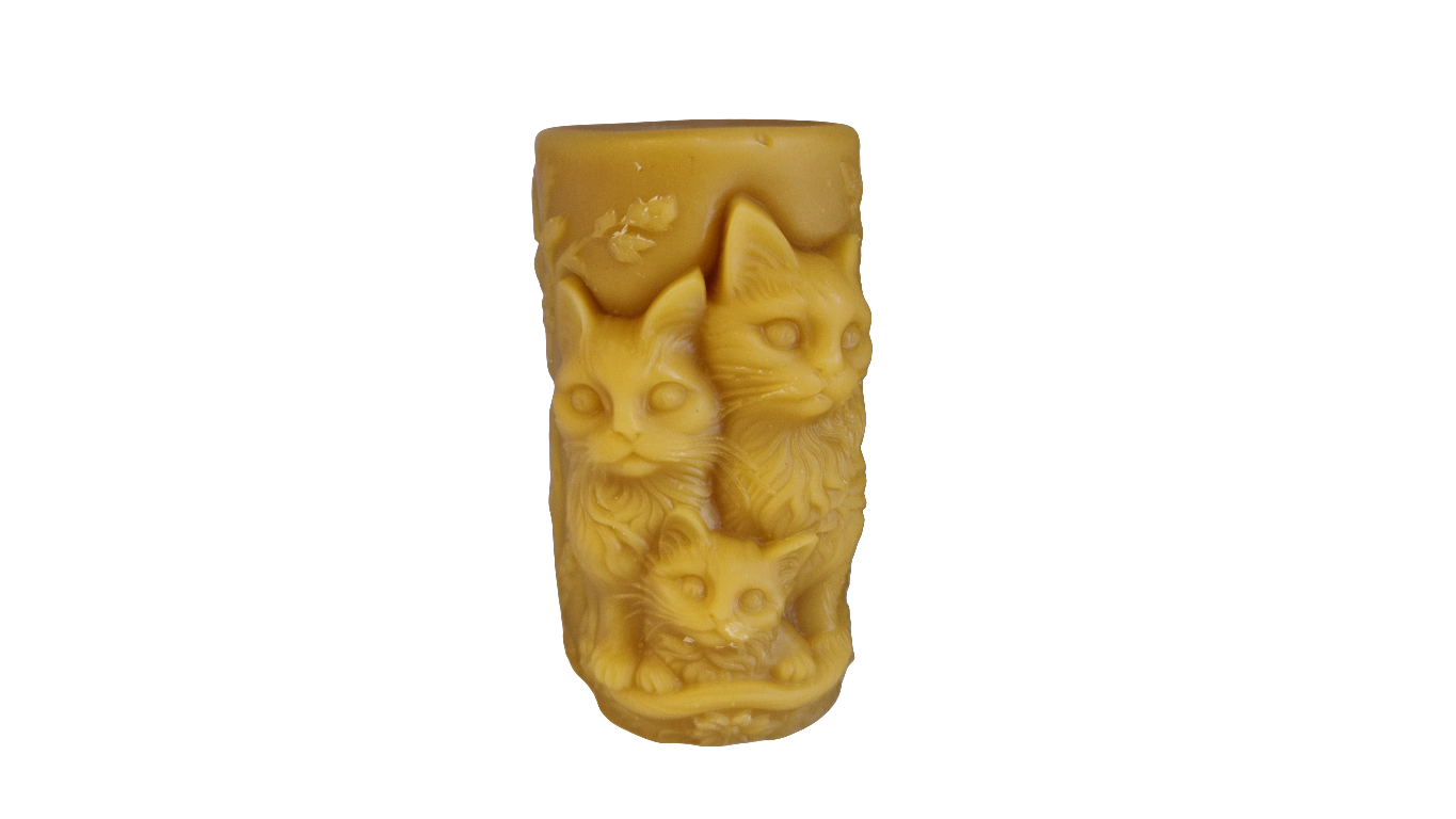 Kerze 3 Katzen Motiv