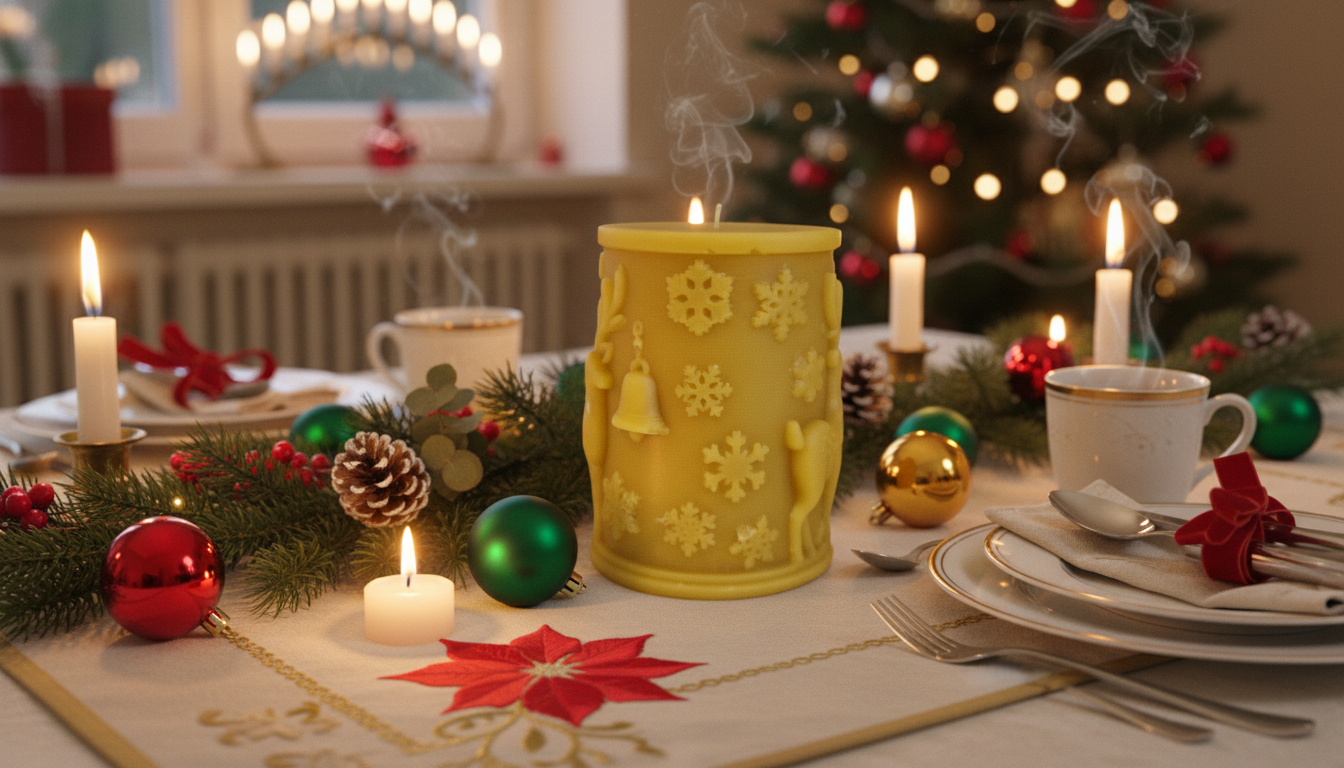 Kerze Weihnachtshirsch Motiv