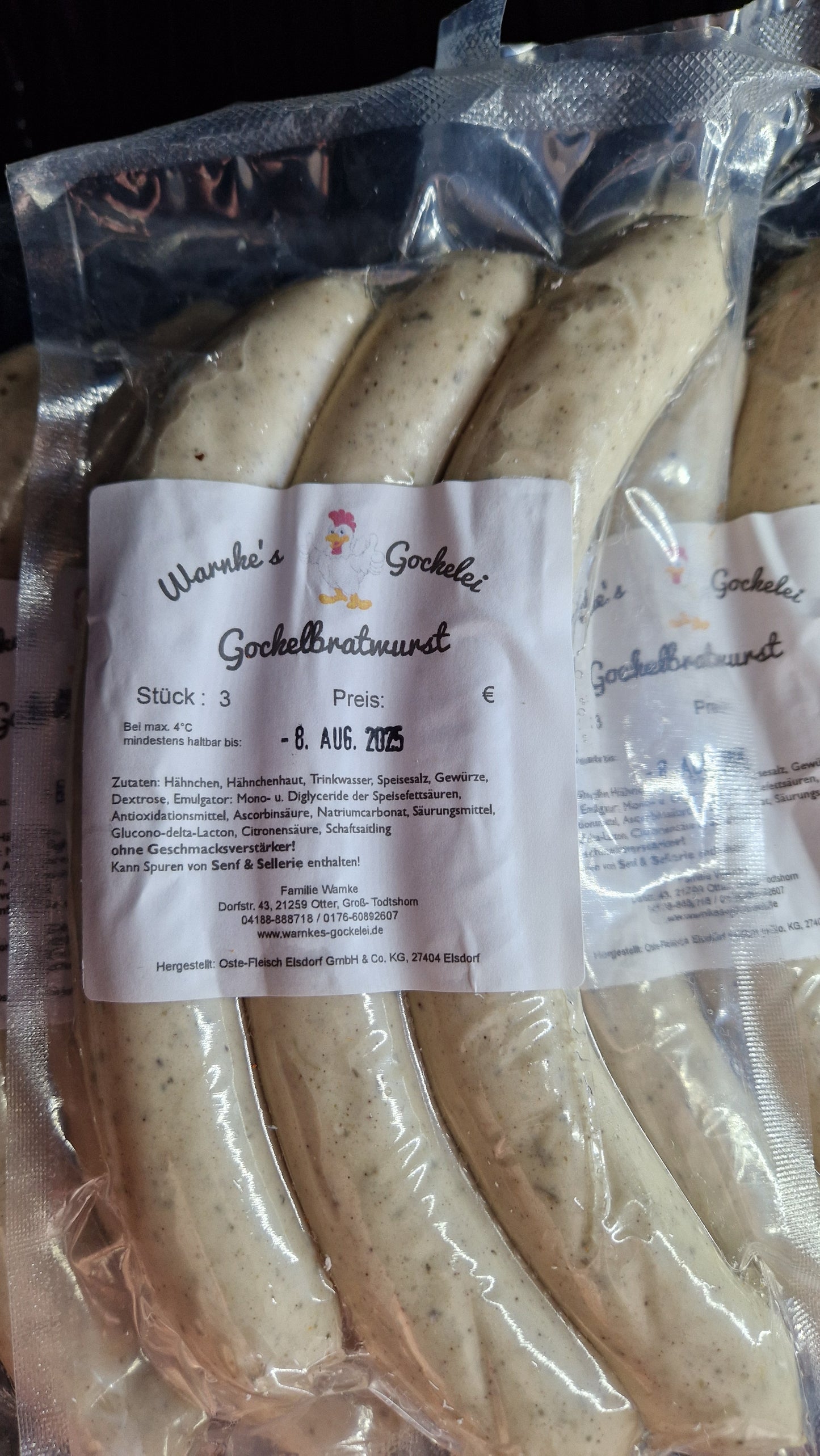 Gockelbratwurst - 3Stk. (Warnkes Hof)