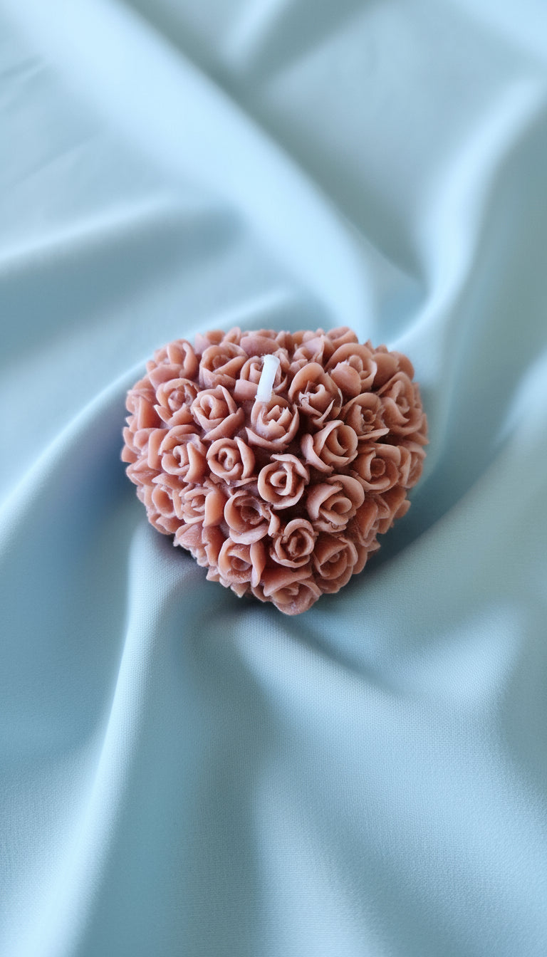 Kerze Herz mit Rosen