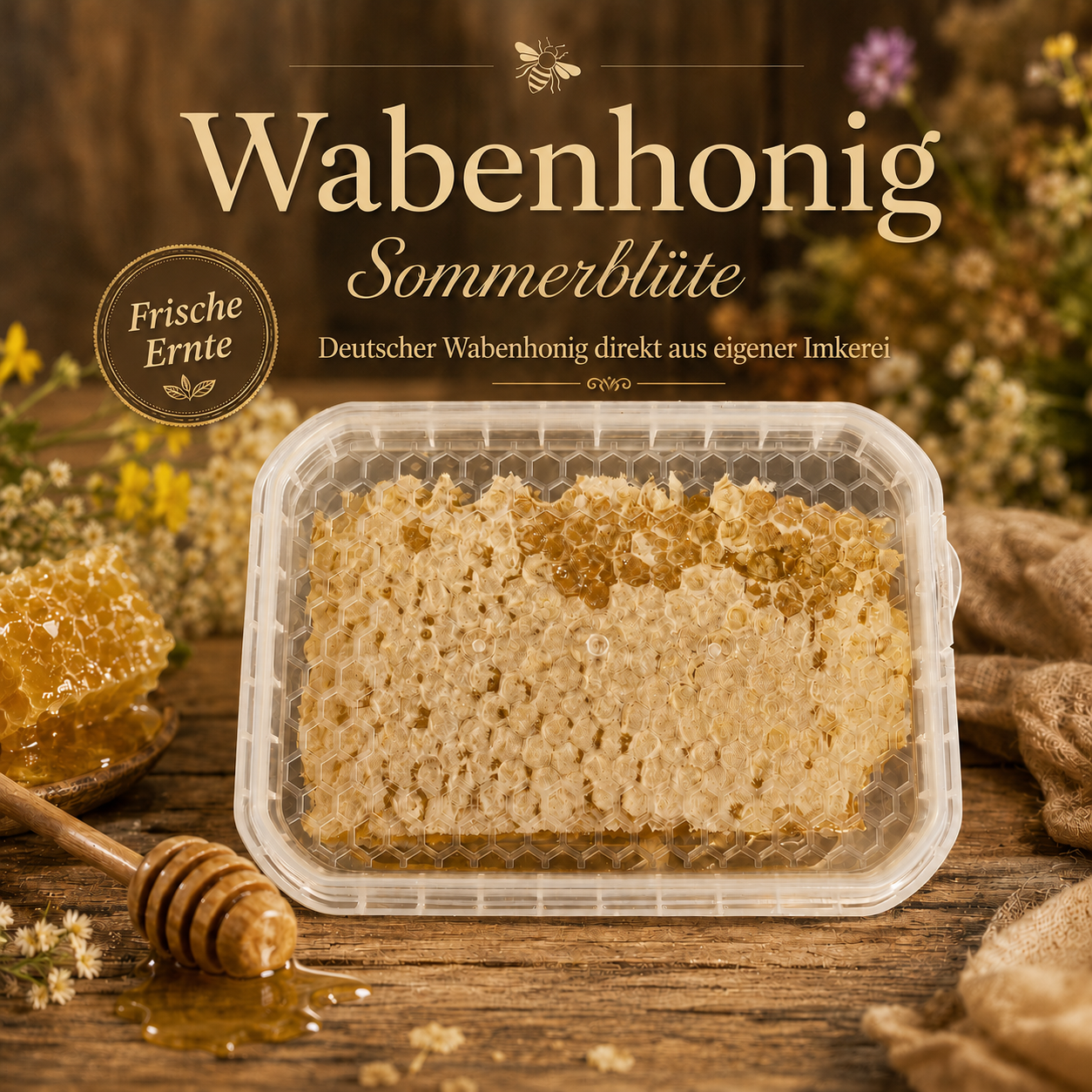 Wabenhonig Sommerblüte 400g - sehr mild & Zart | Frische Ernte 2026