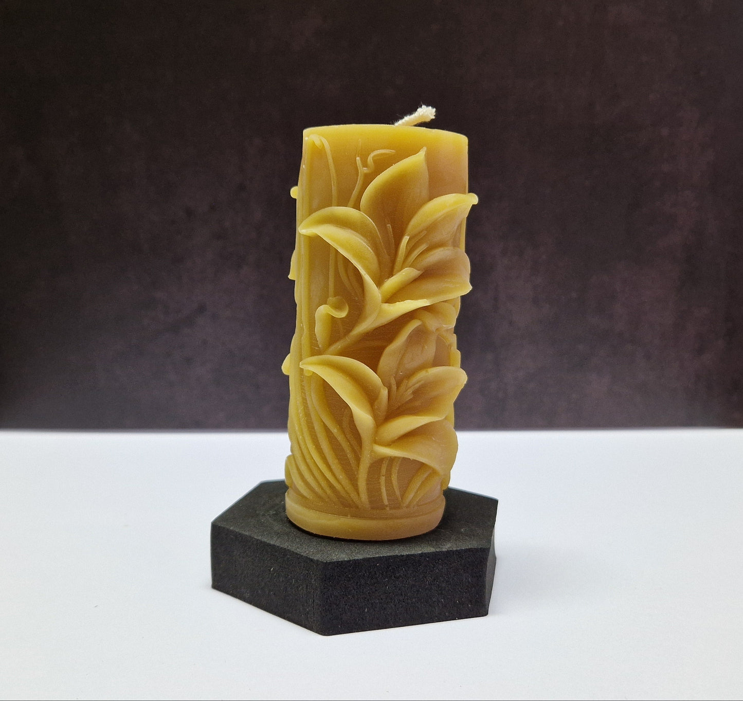 Kerze 2 Lilien Motiv