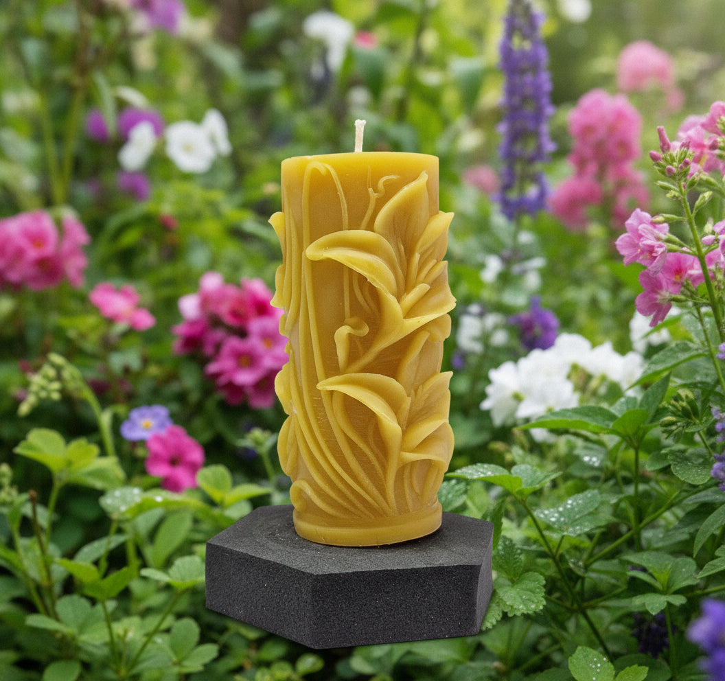 Kerze 2 Lilien Motiv