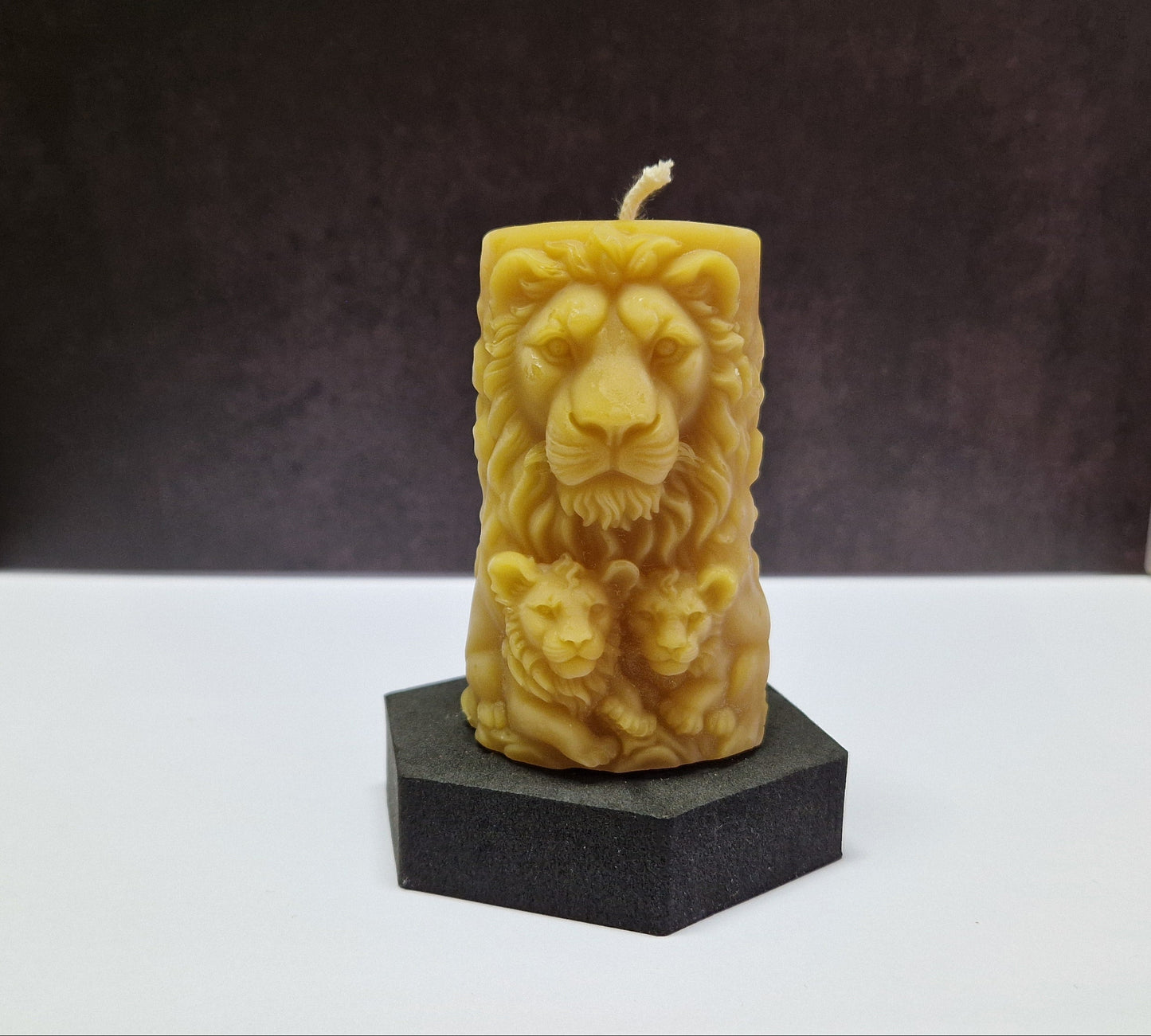 Kerze 3er Löwen Motiv