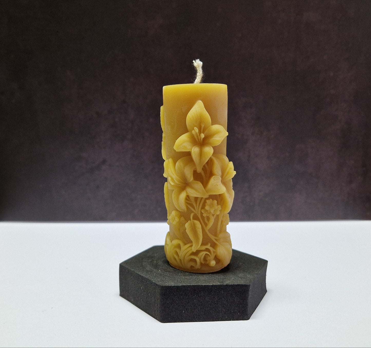 Kerze 3 Lilien Motiv