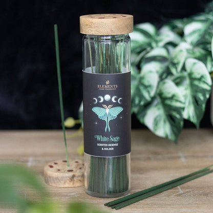 Weißer Salbei Räucherstäbchen im Glas
