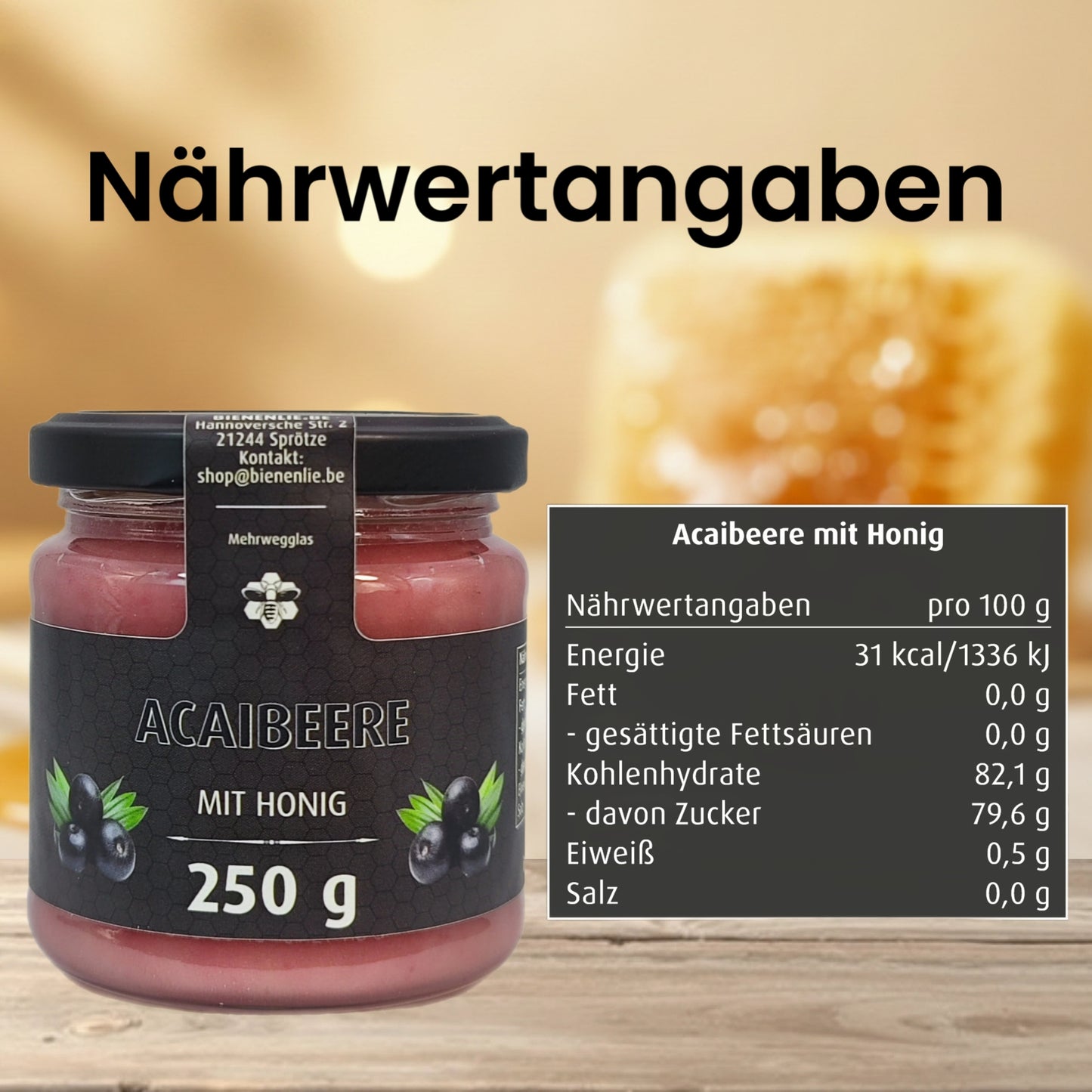 Honig mit Frucht 6er Set – Acaibeere, Sanddorn, Brombeere, Banane, Drachenfrucht & Aroniabeere | 6 × 250g