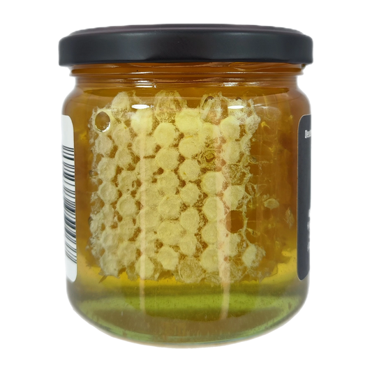 Wabenhonig im Glas, aufgefüllt mit Akazienhonig - sehr mild & zart | 500g