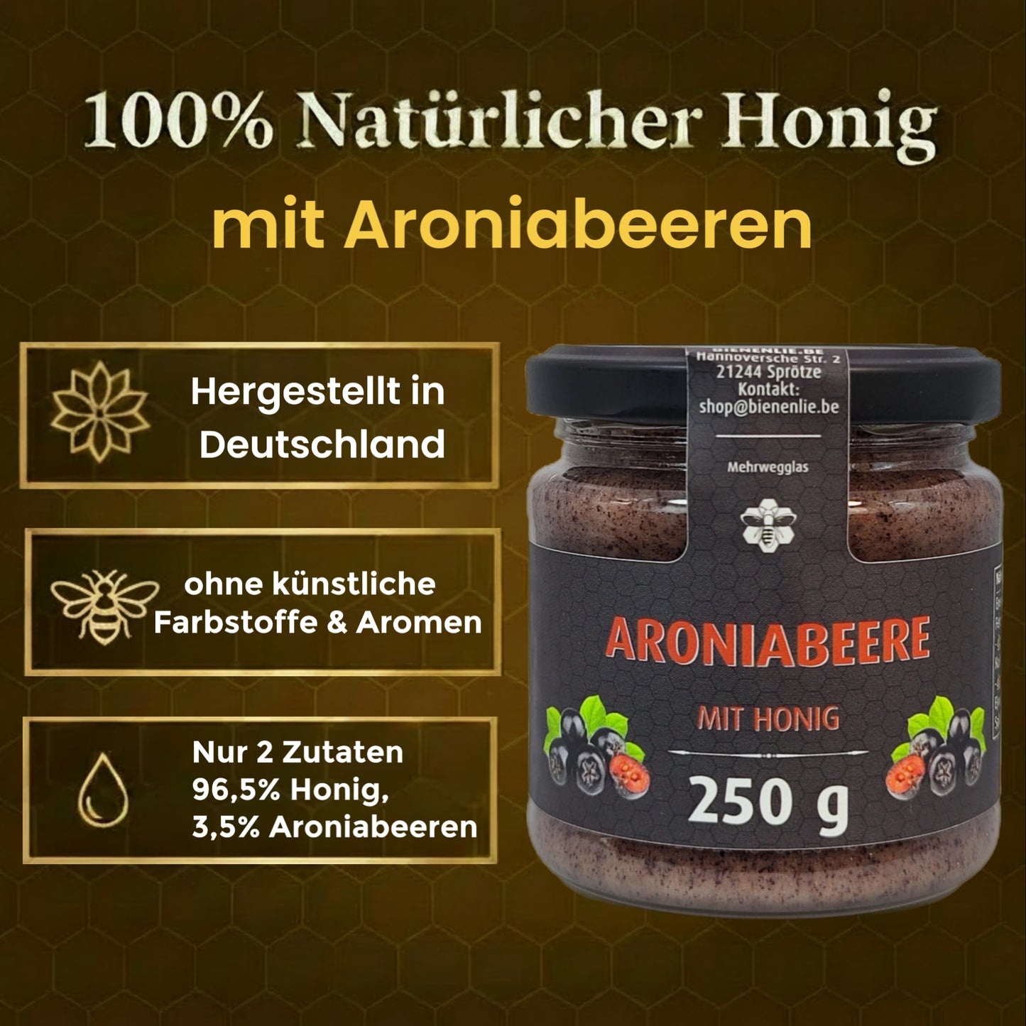 Aroniabeere mit Honig - fruchtig & kräftig | 250g