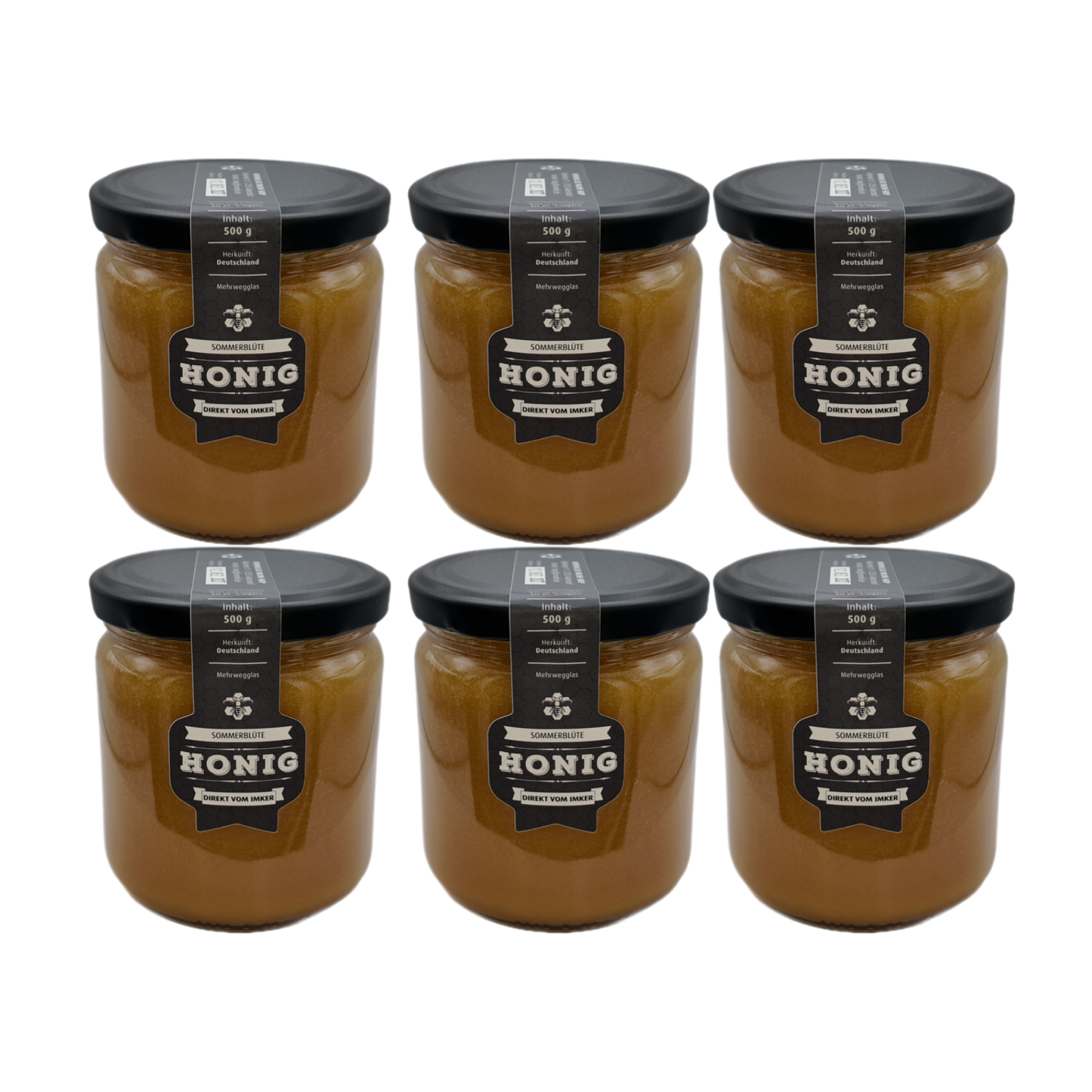 6 Gläser Deutscher Sommerblüten Honig 500g im Sparpaket