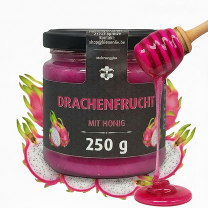 Honig mit Frucht 4er Set | Banane, Sanddorn, Mango & Drachenfrucht mit Honig | je 250g