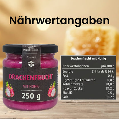 Honig mit Frucht 3`er Set, Mango, Banane, Drachenfrucht mit Honig je 250g