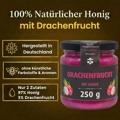 Honig mit Frucht 3`er Set, Mango, Banane, Drachenfrucht mit Honig je 250g