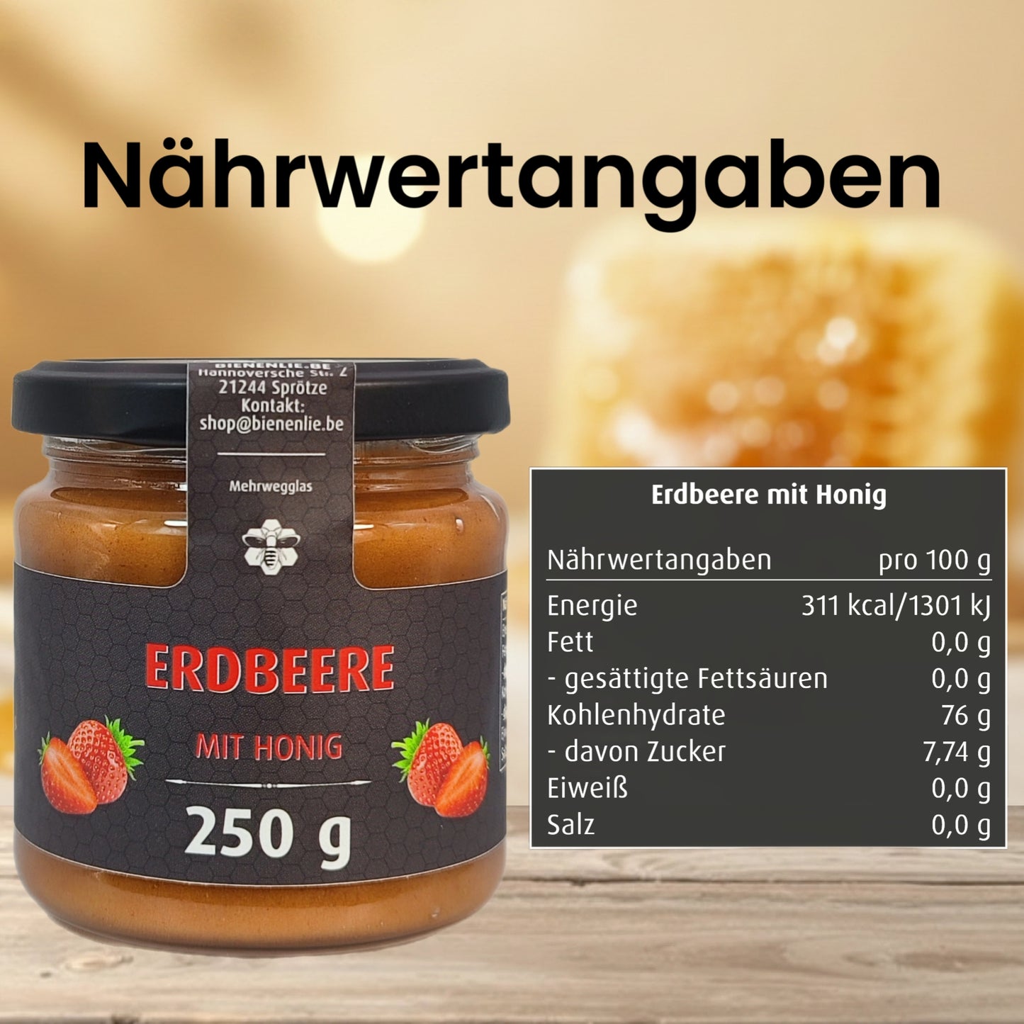 Erdbeere mit Honig - fruchtig, süß & cremig | 250g