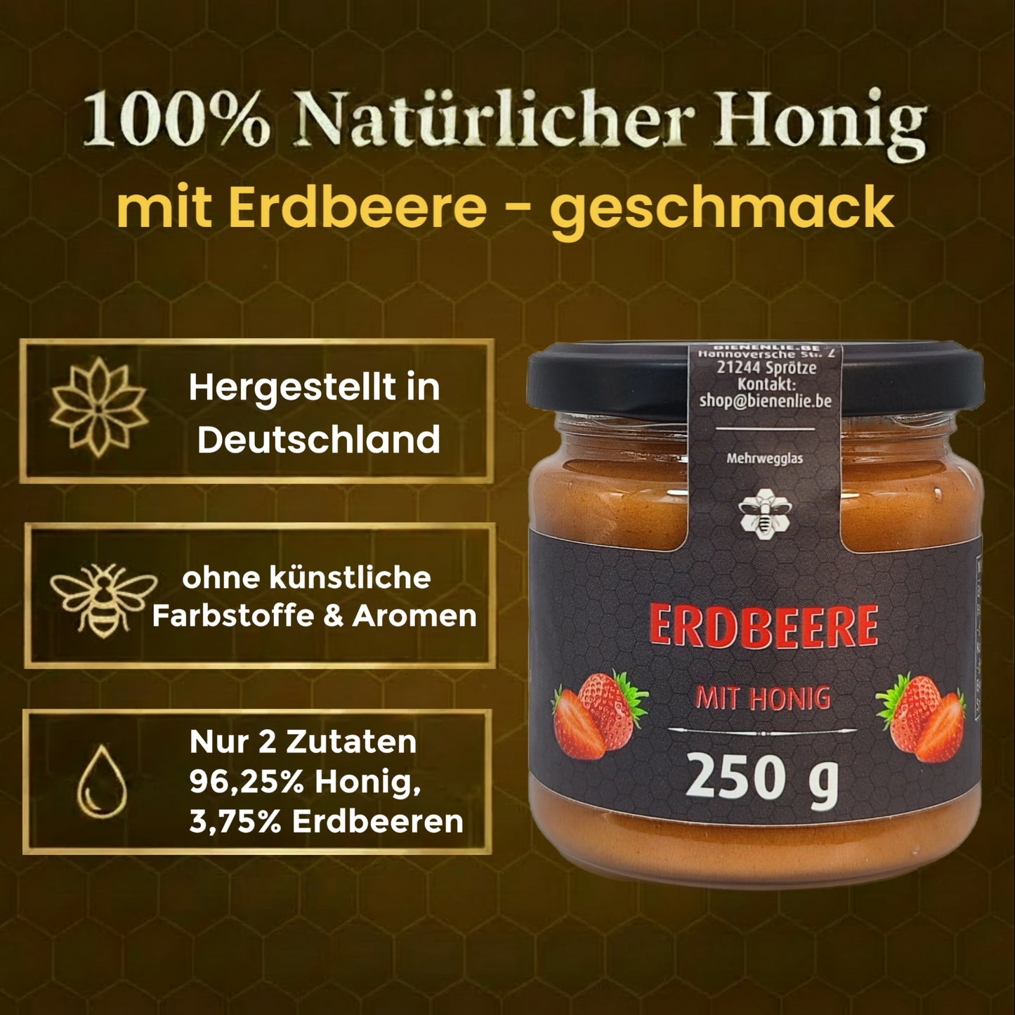 Erdbeere mit Honig - fruchtig, süß & cremig | 250g