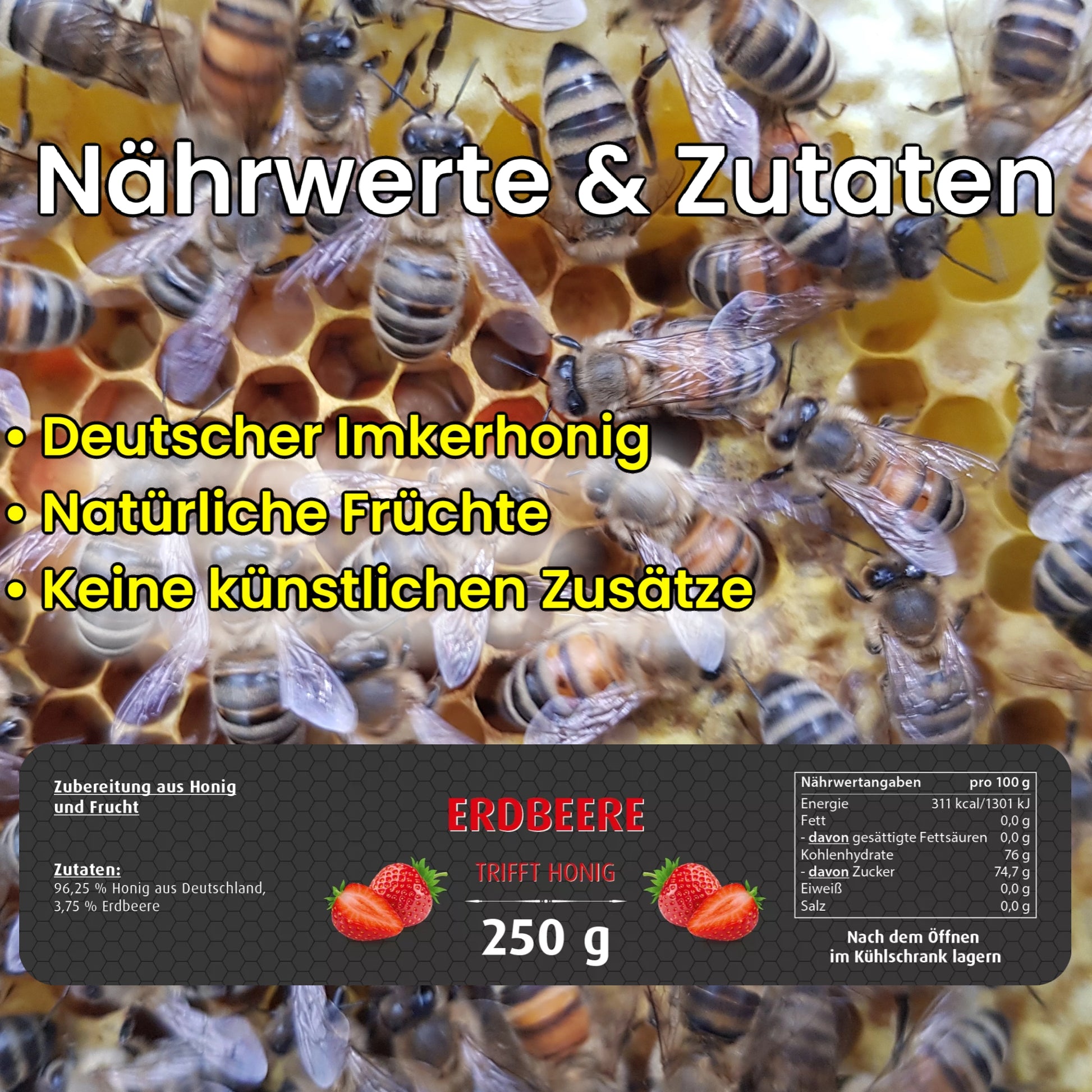 erdbeere mit honig 250g honig vom imker aus der Lüneburger Heide von Bienenlie.-2