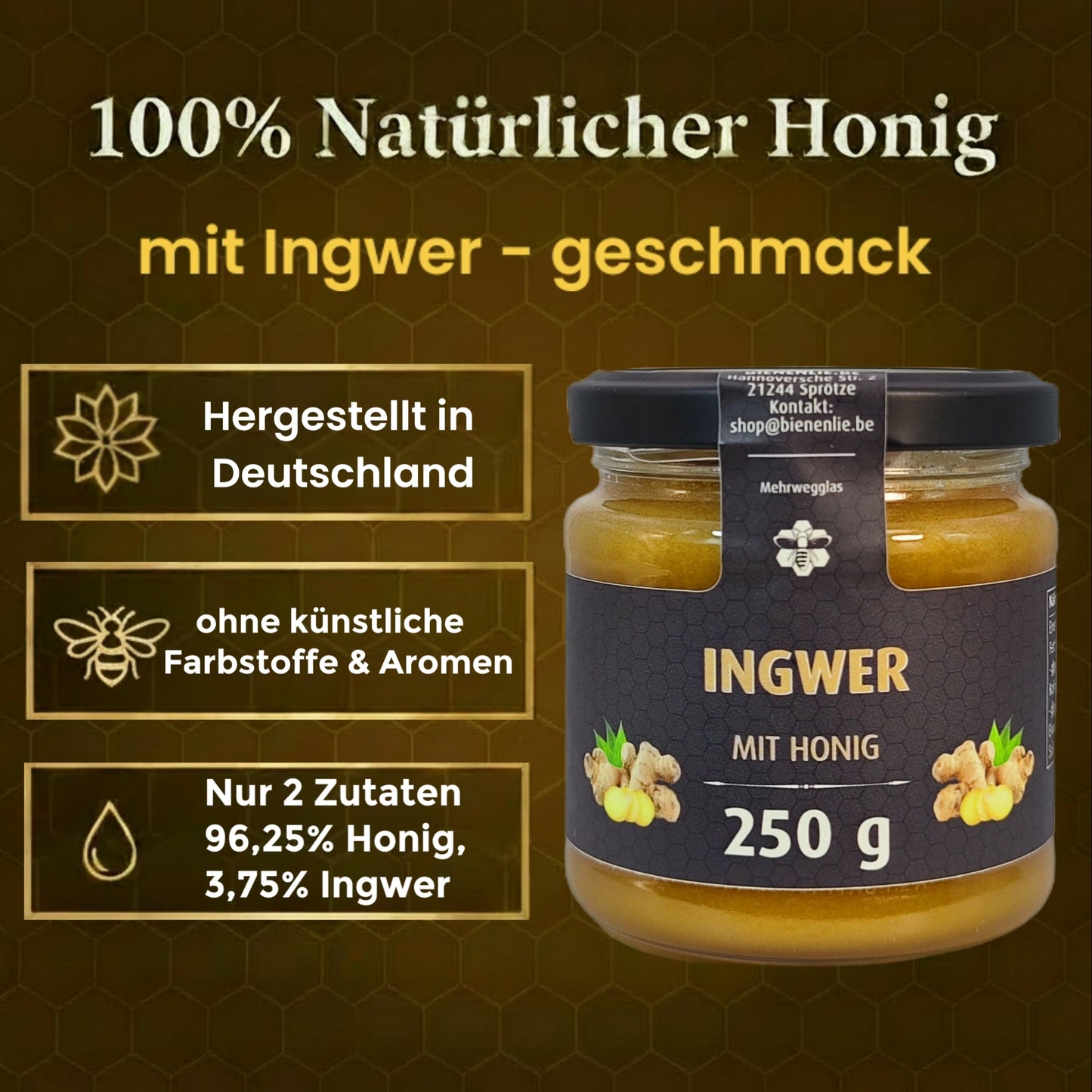 Honig Wellness 3er Set – Matcha, Ingwer & Zitrone mit Honig | 3 × 250g
