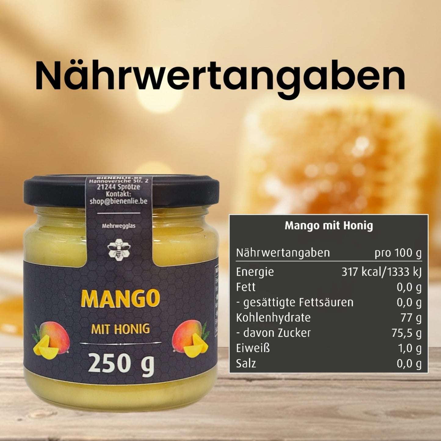 Honig mit Frucht 3`er Set, Mango, Banane, Drachenfrucht mit Honig je 250g
