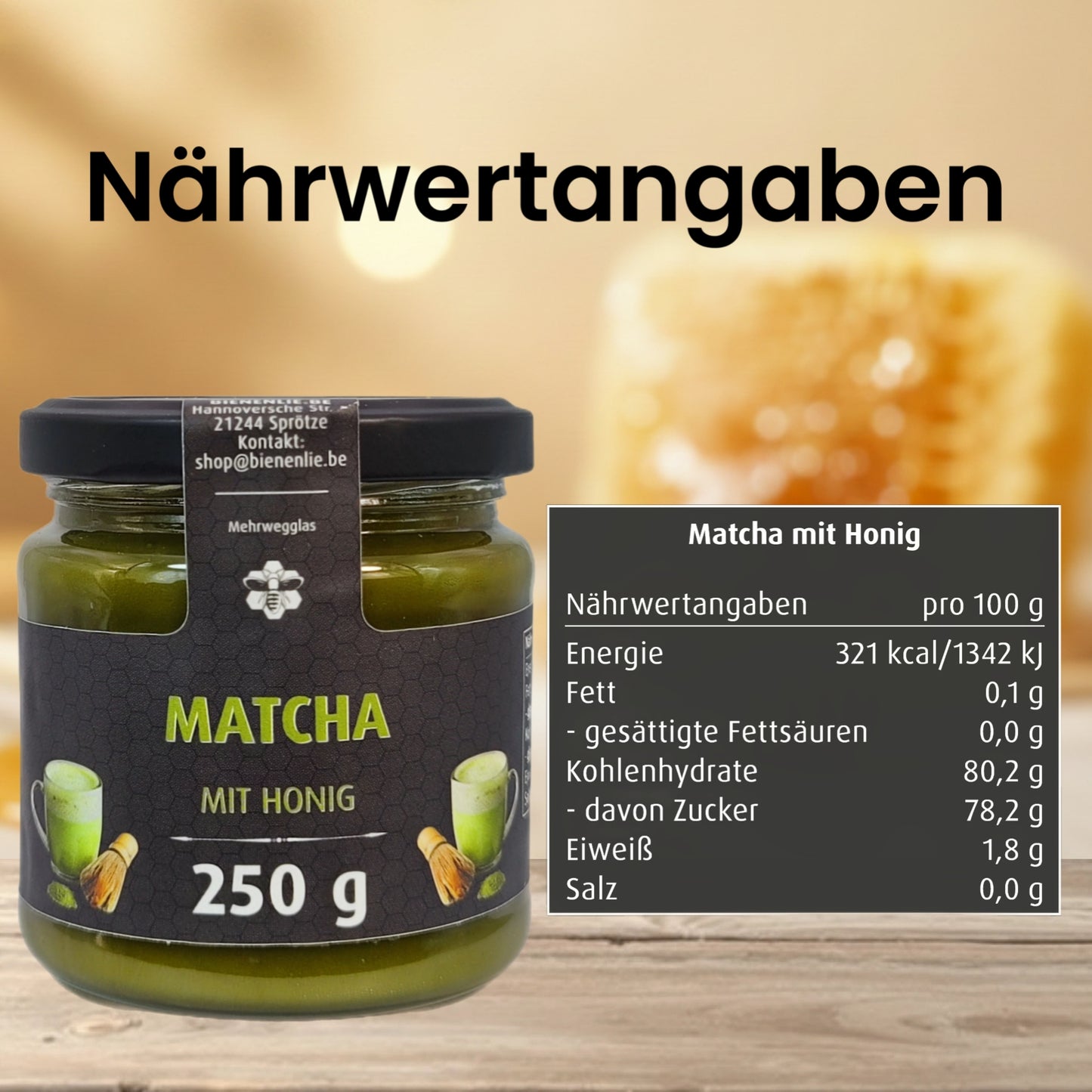 Matcha mit Honig - feinherb & mild | 250g
