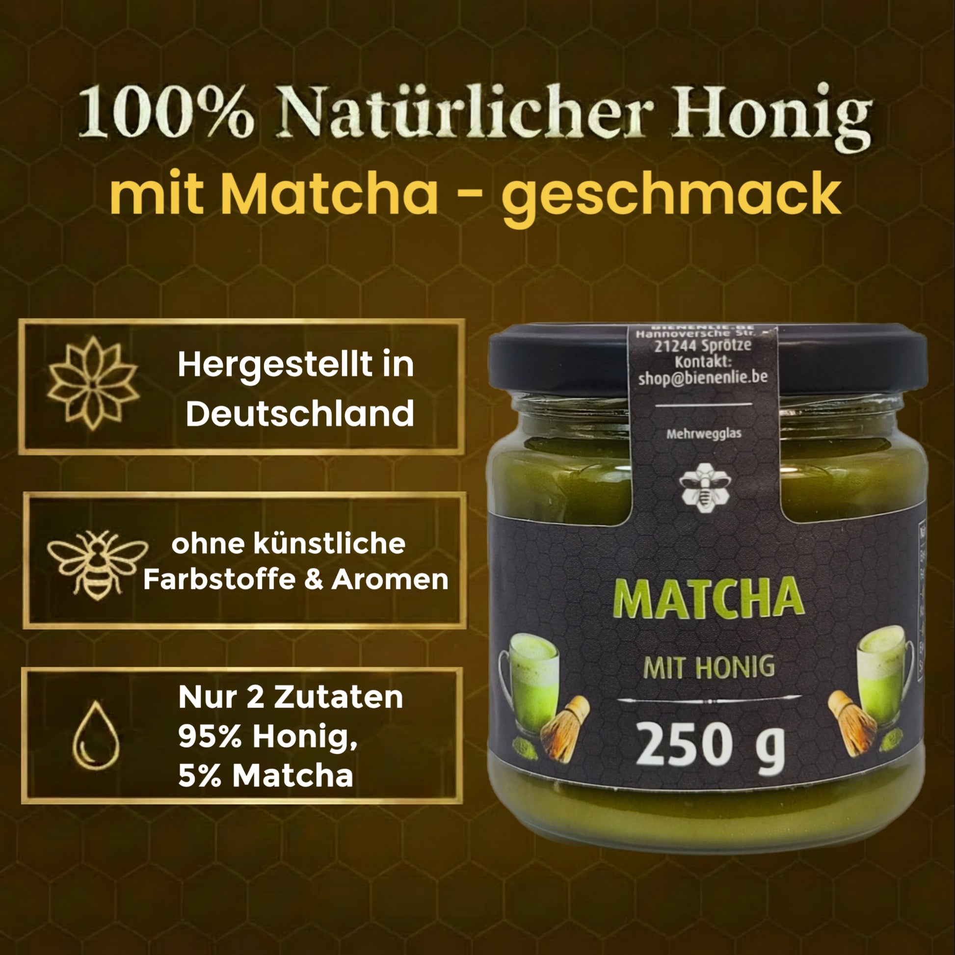 Matcha mit Honig 250g |Von Bienenlie.be