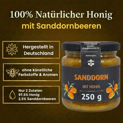 Honig mit Frucht 4er Set | Banane, Sanddorn, Mango & Drachenfrucht mit Honig | je 250g