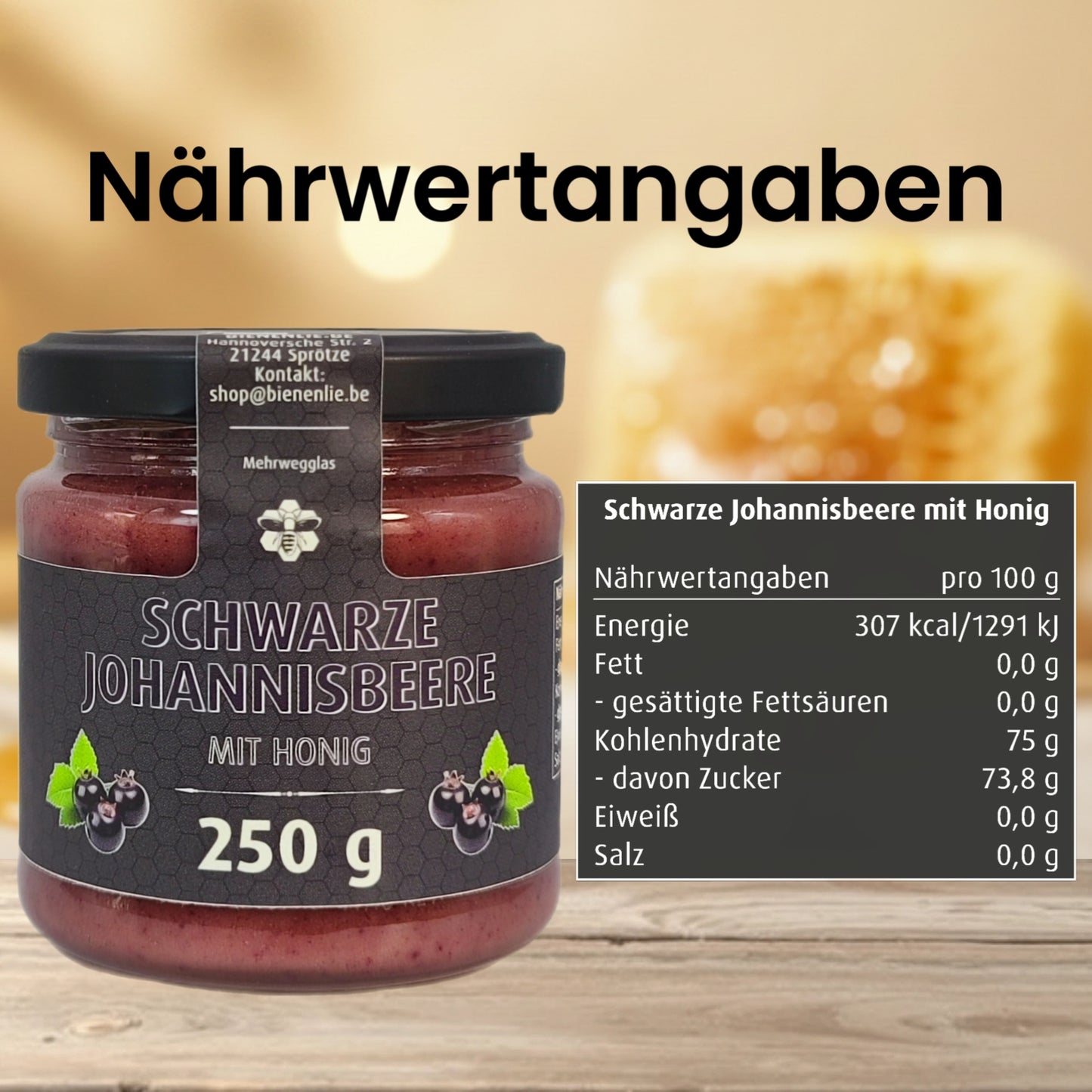 Frucht mit Honig 4'er set- Erdbeere, Blaubeere, Brombeere, Schwarze Johannesbeere im Set