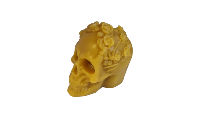 Kerze Totenkopf mit Rose
