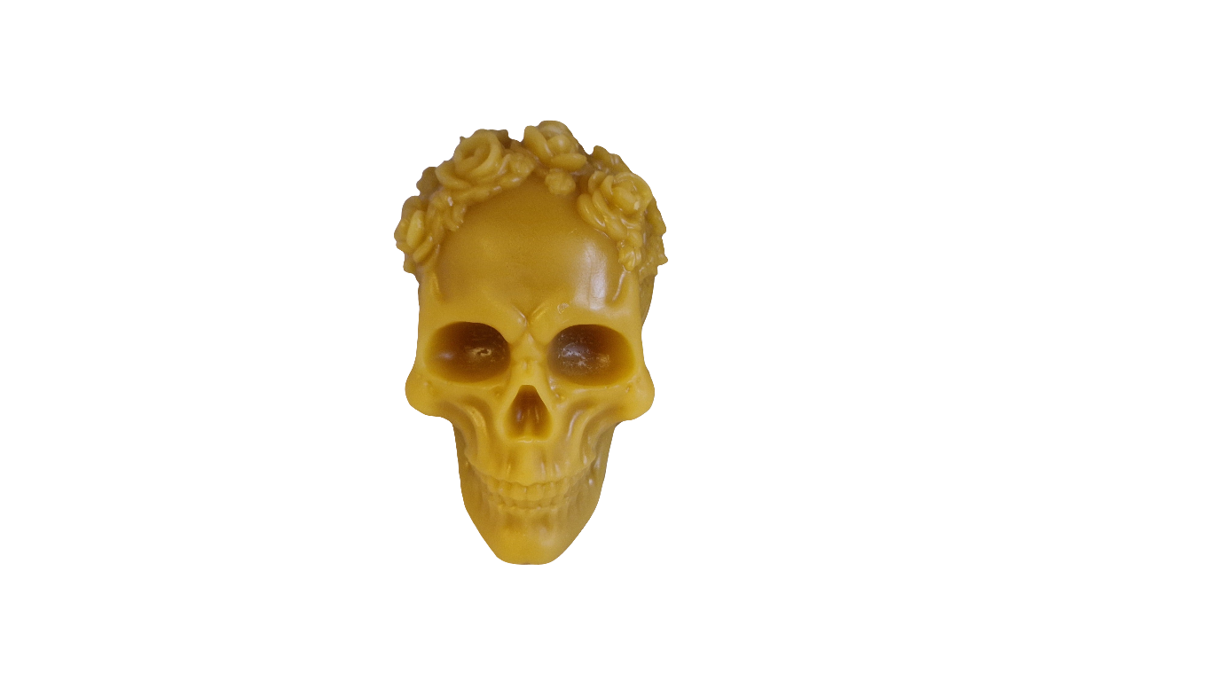 Kerze Totenkopf mit Rose