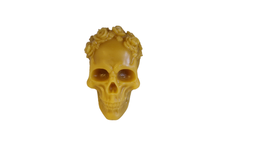 Kerze Totenkopf mit Rose