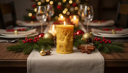 Kerze Weihnachtshirsch Motiv