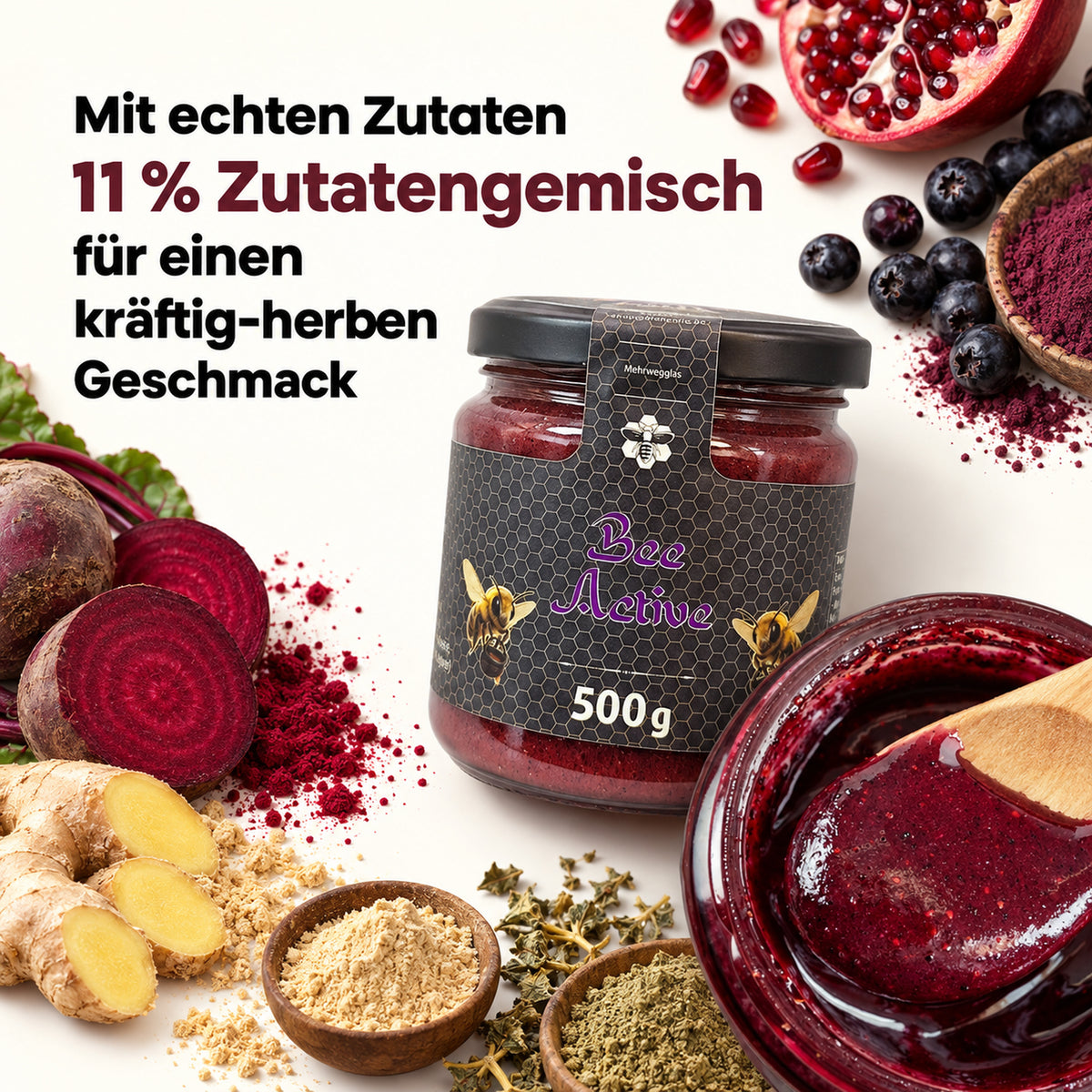 Bee Active - kräftig & leicht herb | 500g – Zutatenanteil