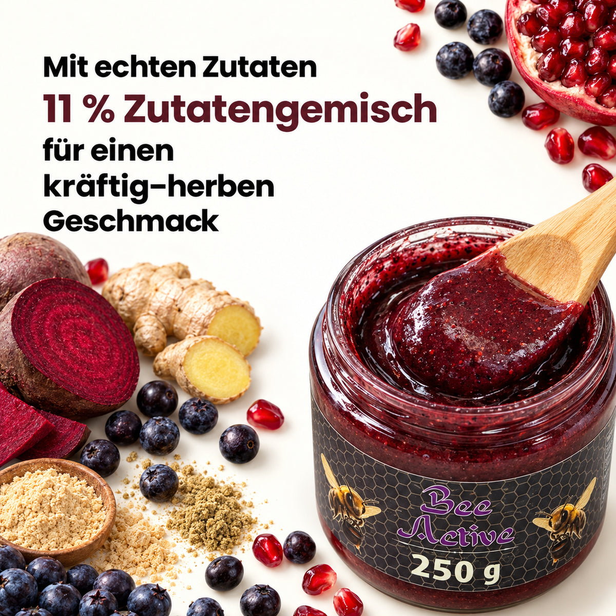 Bee Active - kräftig & leicht herb | 250g – Zutatenanteil