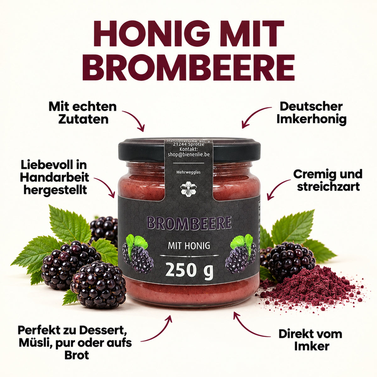 Brombeere mit Honig - fruchtig & säuerlich | 250g – Produktinformationen