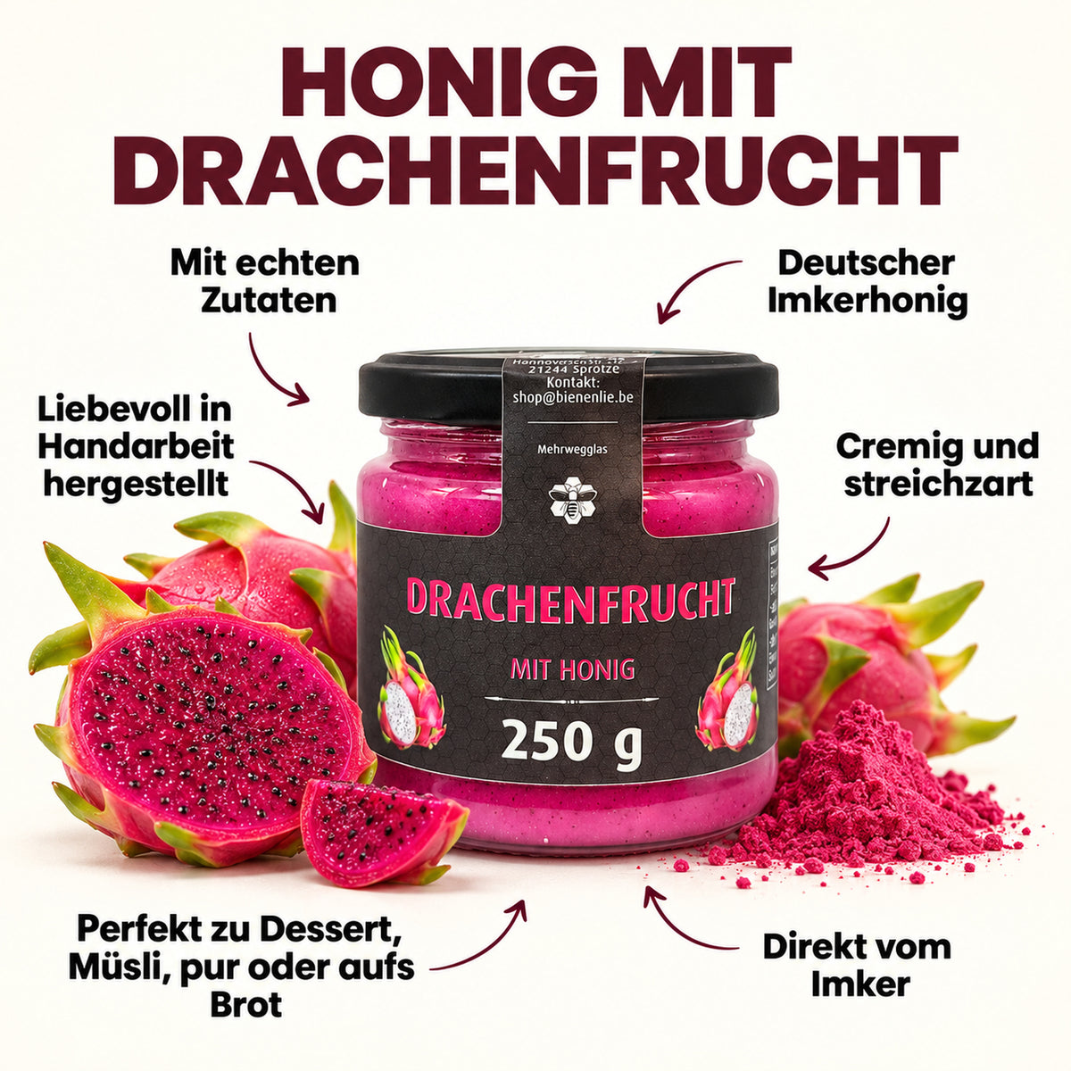 Drachenfrucht mit Honig – mild & exotisch – Produkt und Genusstipps