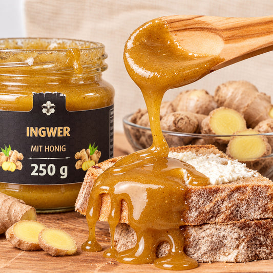 Ingwer mit Honig - würzig & leicht scharf – Honig auf rustikalem Brot