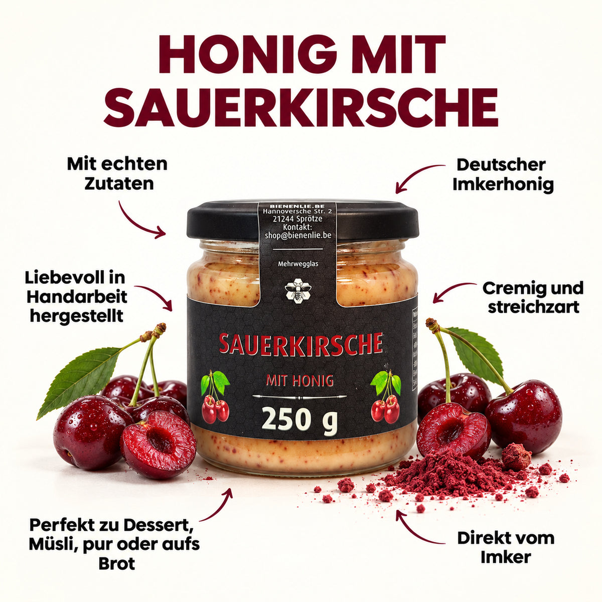 Sauerkirsche mit Honig - fruchtig & säuerlich | 250g – Produktinformationen