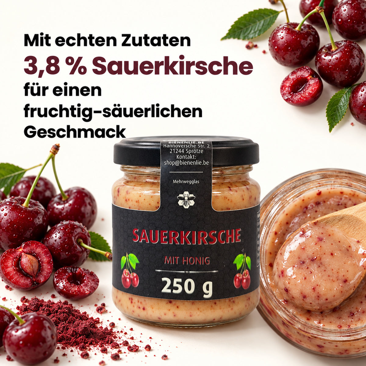 Sauerkirsche mit Honig - fruchtig & säuerlich | 250g – Zutatenanteil
