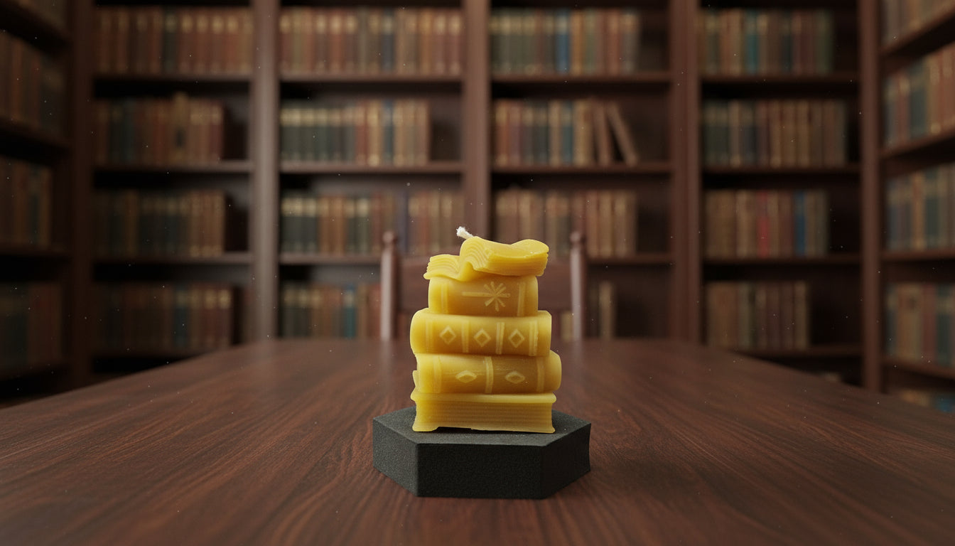 Kerze Bücherstapel