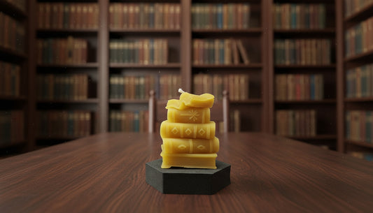 Kerze Bücherstapel