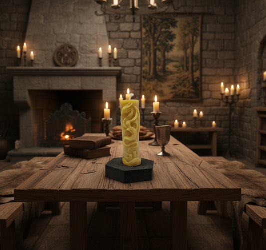 Kerze Drachen über Schloß Motiv