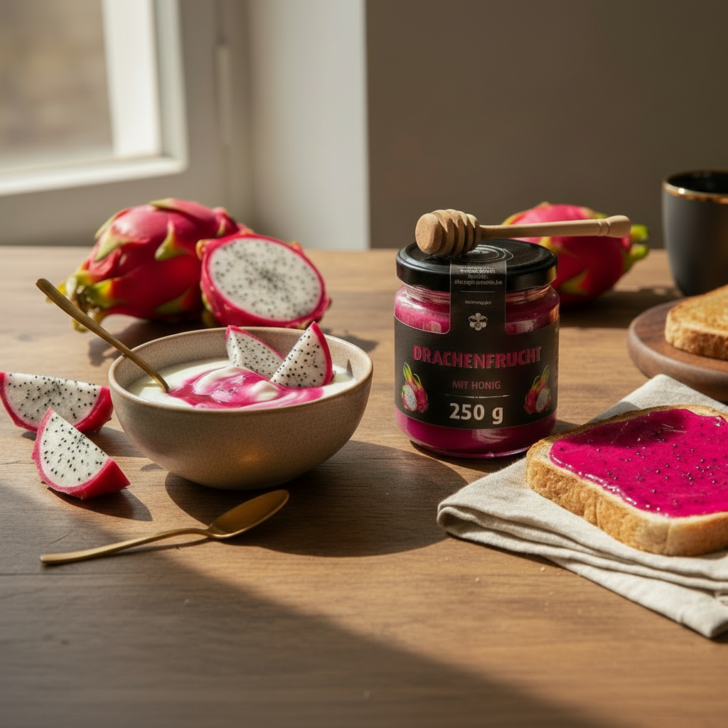 Honig mit Frucht 3`er Set, Mango, Banane, Drachenfrucht mit Honig je 250g