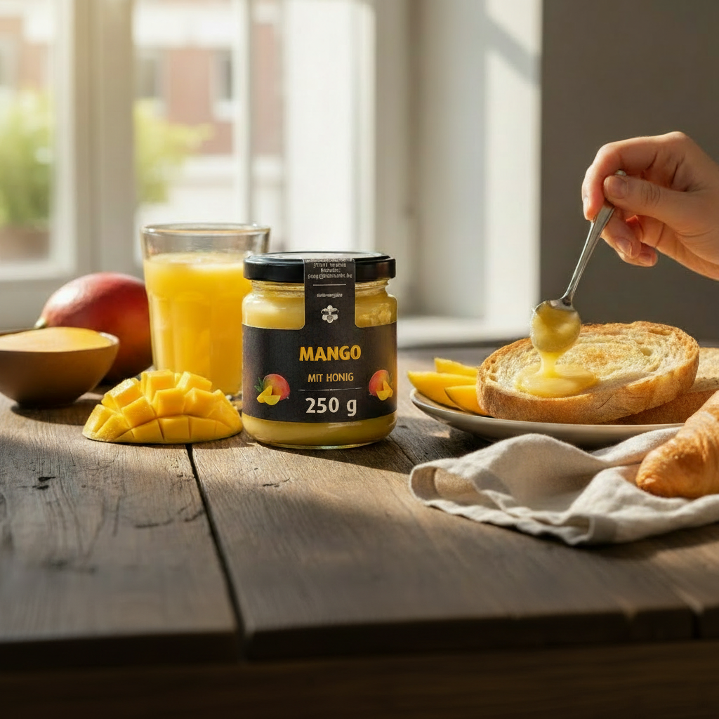 Honig mit Frucht 3`er Set, Mango, Banane, Drachenfrucht mit Honig je 250g