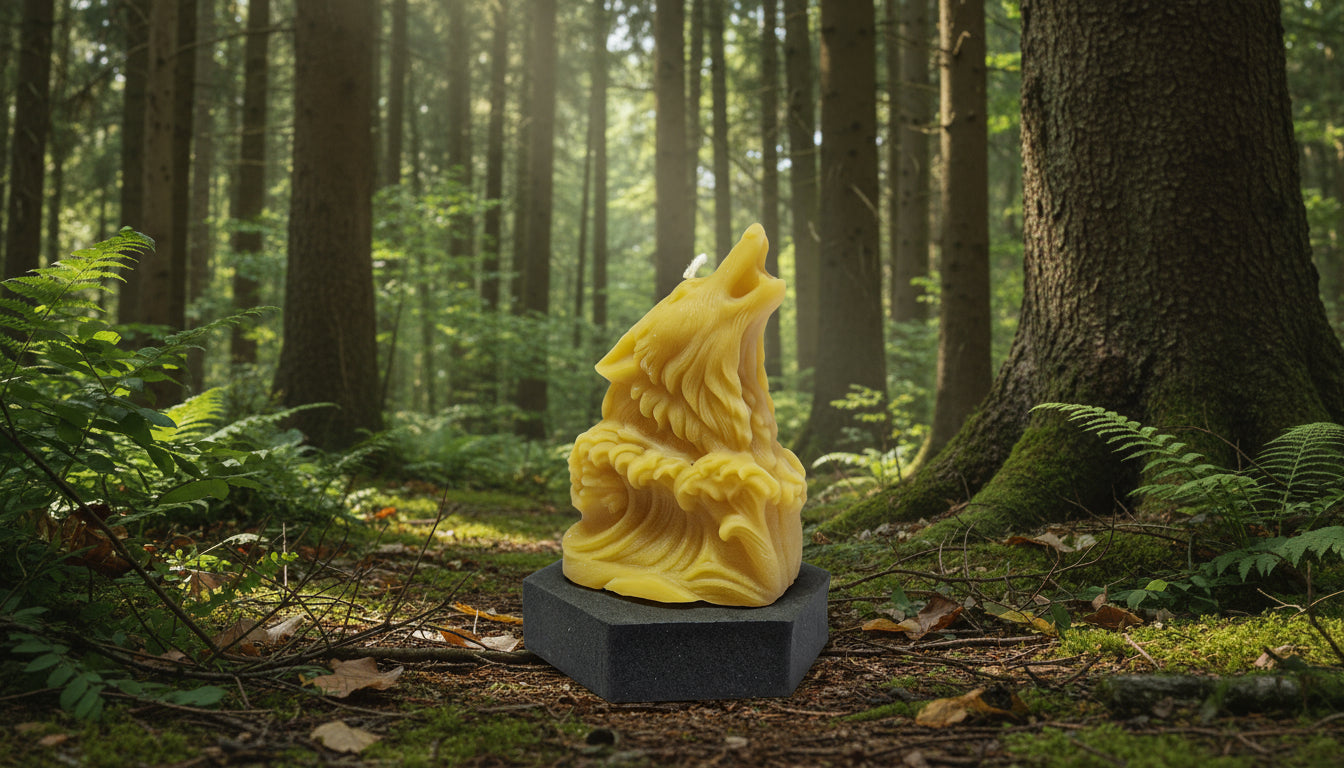 Kerze Jaulender Wolfskopf