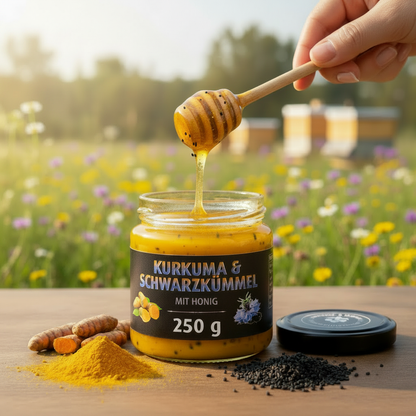 Kurkuma Schwarzkümmel mit Honig -würzig & bitter | 250g