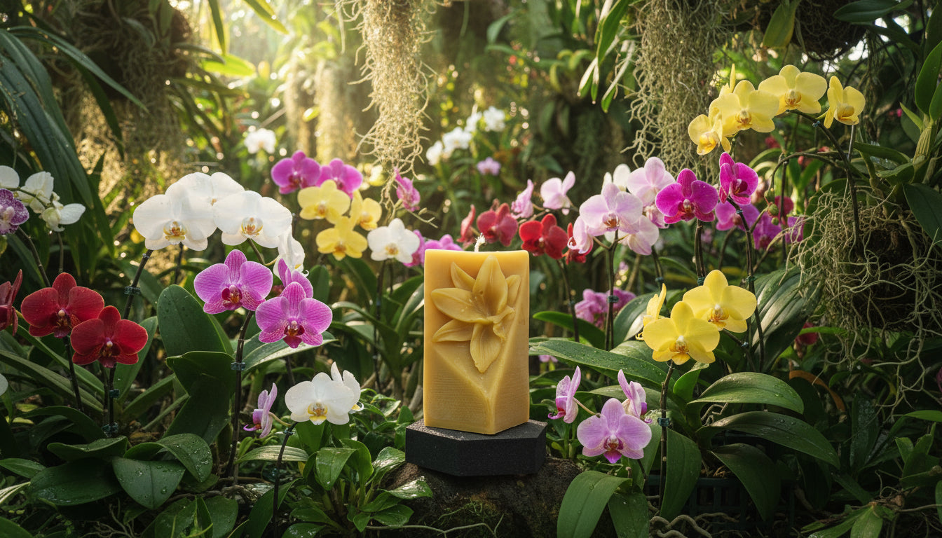 Kerze Lilienblüte Motiv