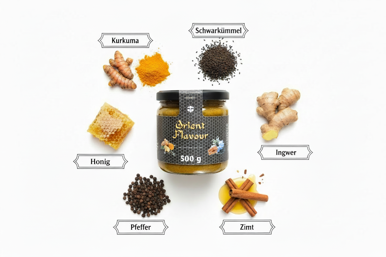 Orient-Flavor cremiger imker honig mit Orientalischen gewürzen von Bienenlie.be aus der Lüneburger Heide