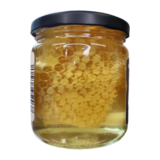 Wabenhonig im Glas, aufgefüllt mit Akazienhonig - sehr mild & zart | 500g