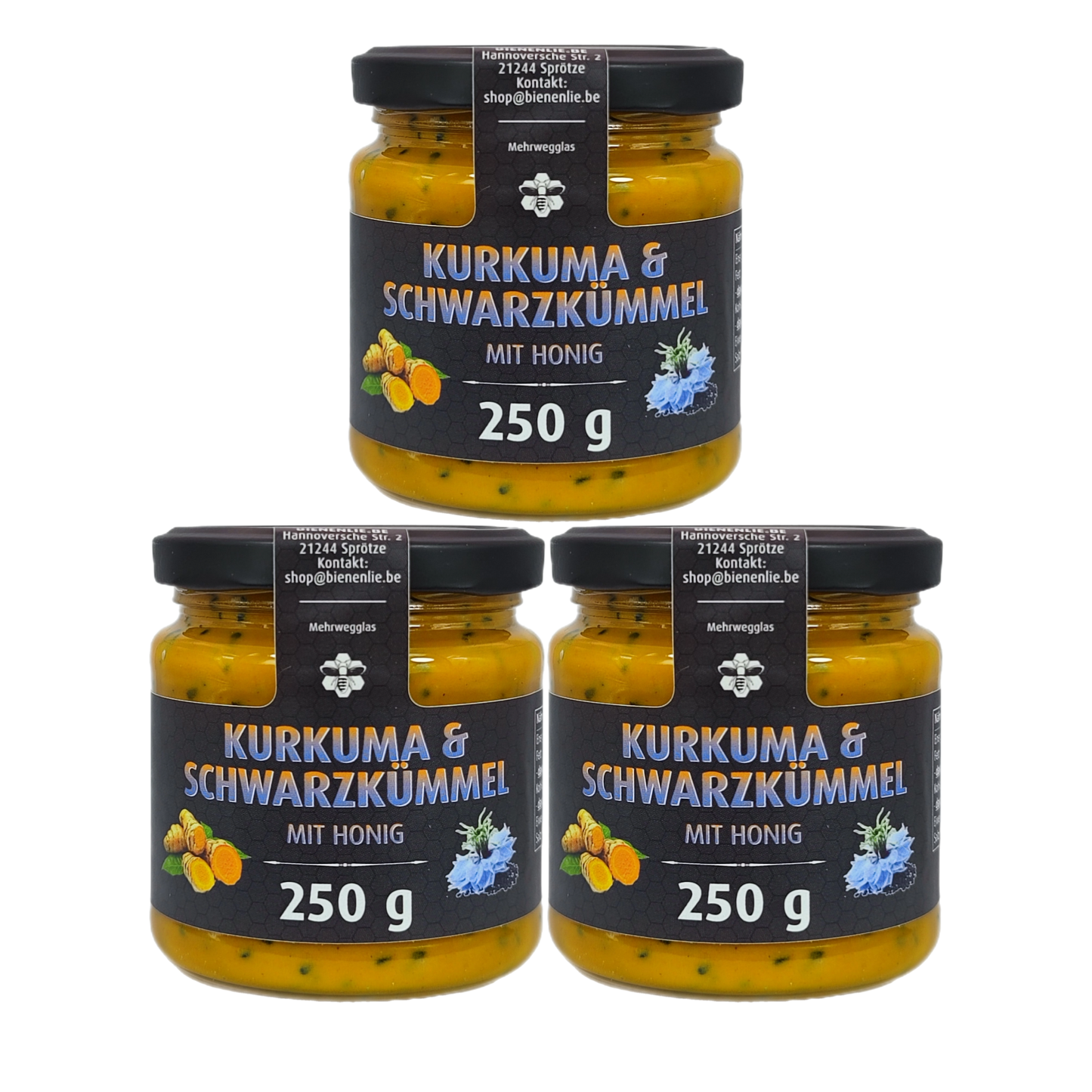 Sparpaket | Kurkuma-Schwarzkümmel mit Honig 250g -im  3`er Set