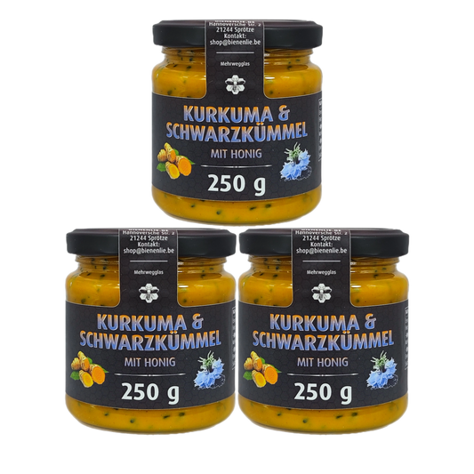 Sparpaket | Kurkuma-Schwarzkümmel mit Honig 250g -im  3`er Set